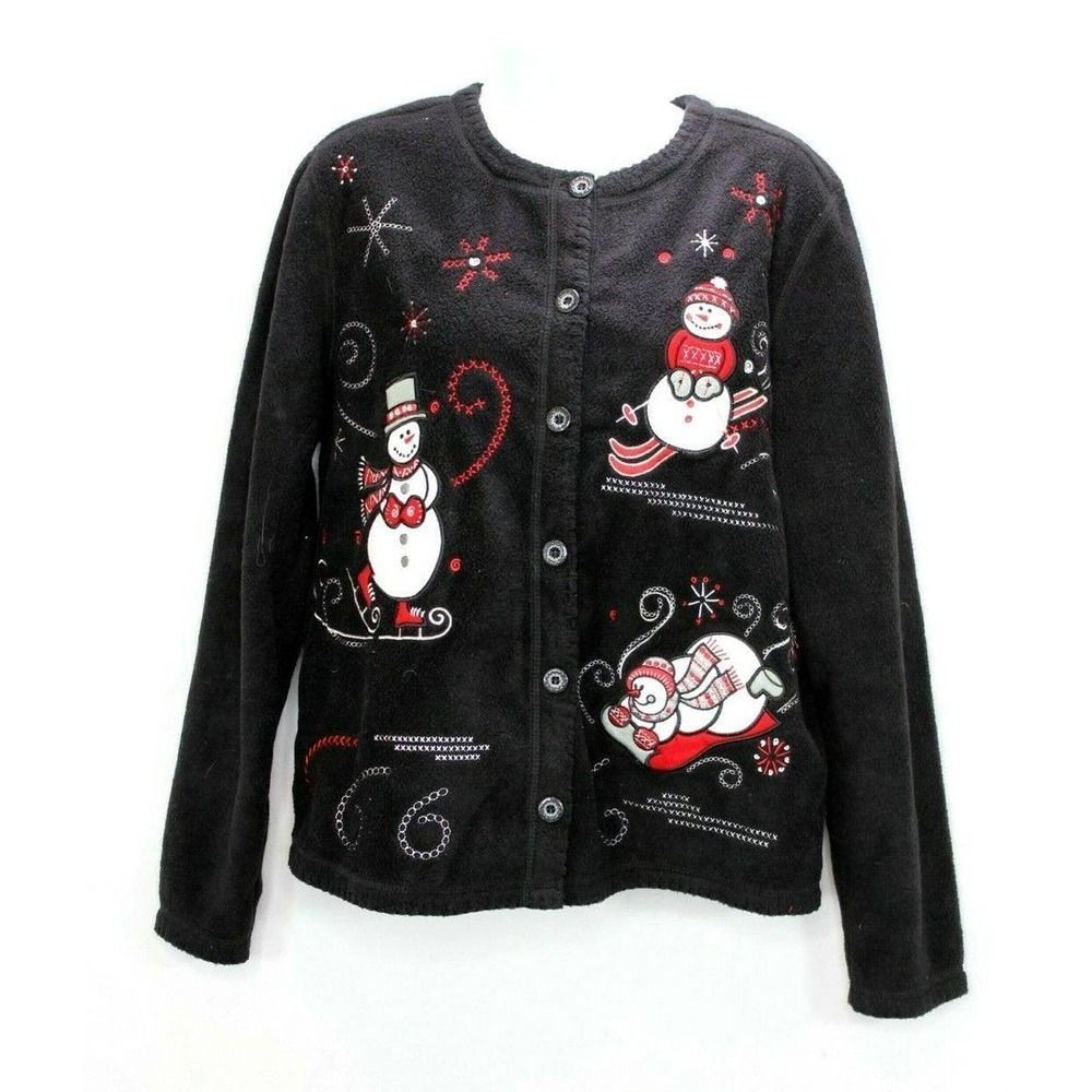 WOMEN'S FASHION BUG SNOWMAN FLEECE JACKET-SIZE: Medium Christmas